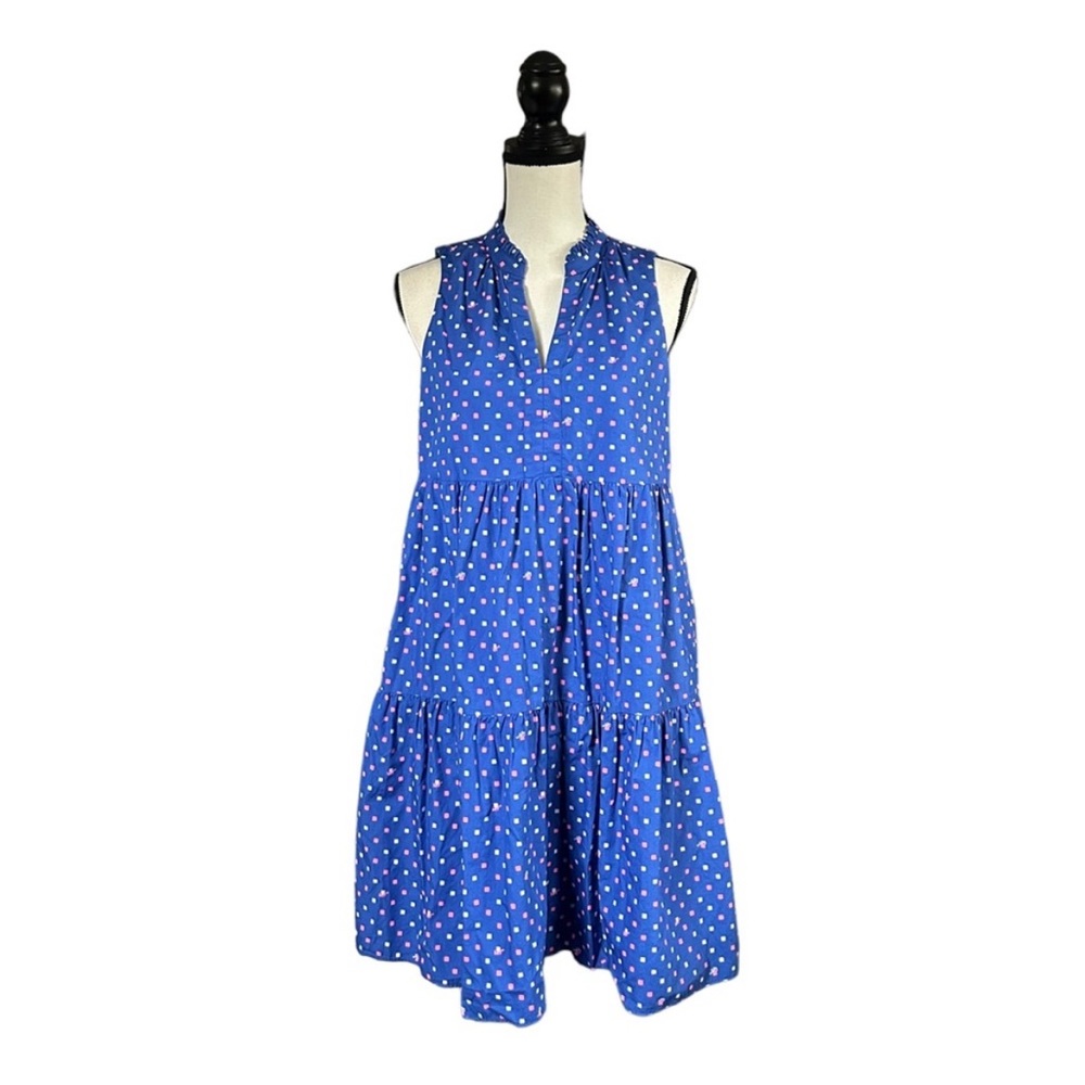 SALE Lilly Pulitzer Novella Tiered Dress Borealis Blue Lilly Squared Print Small